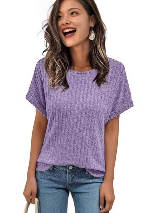 2025 Amazon Europe and the United States cross-border spring new hot solid color round-neck casual short-sleeved T-shirt women green s