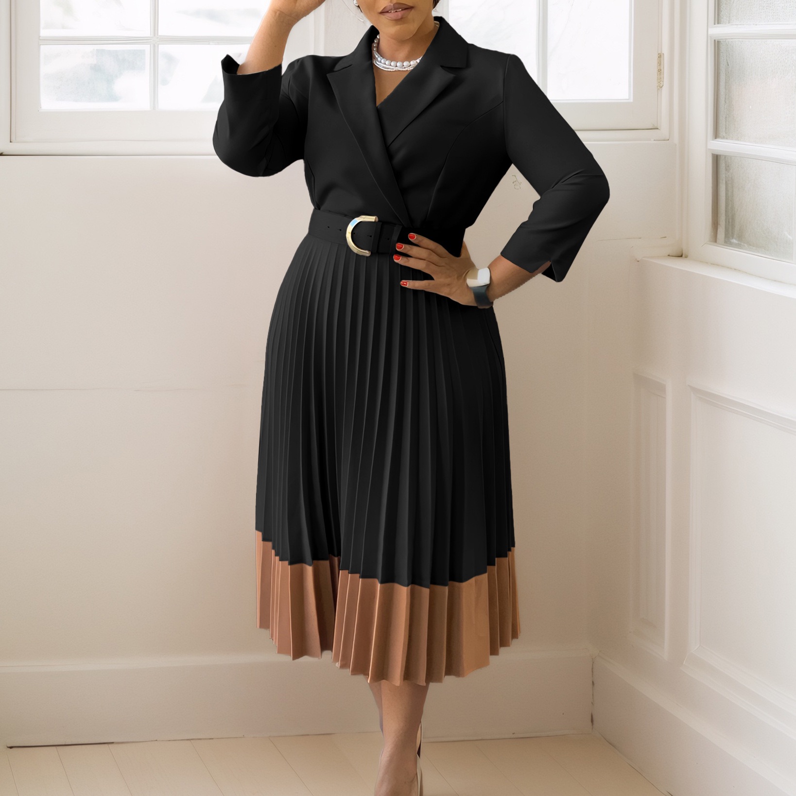 Women's clothing new temperament fashion chiffon pullover cloak bat sleeve large-size cross-border dress yellow xxxl