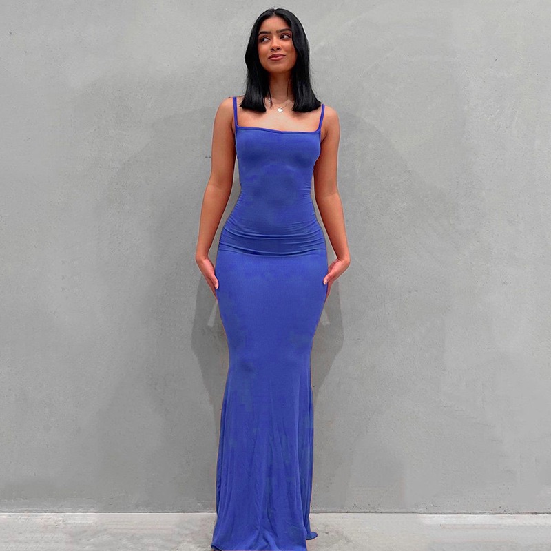 New cross-border European and American fashion avant-garde Kardashian skims casual slim suspender jumpsuit long skirt women Watermelon red XS