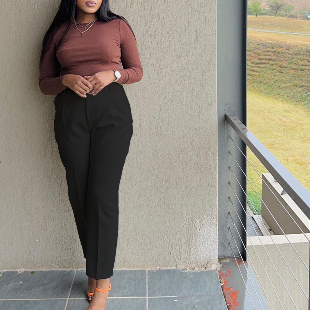 Cross-border women's clothing eBay independent station spring new fashion casual high waist solid color small foot suit pants European and American casual pants khaki xxxl