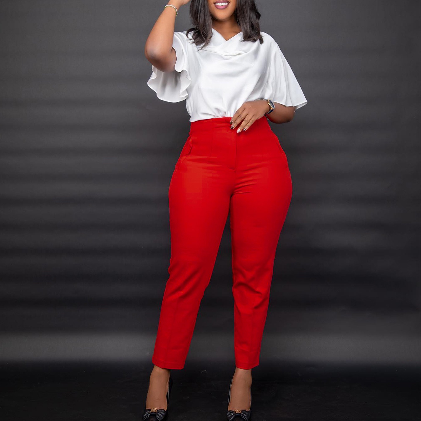 Cross-border women's clothing European and American women's clothing spring high waist tight nine-point commuting casual professional solid color suit pants foreign trade casual pants Green xxxl