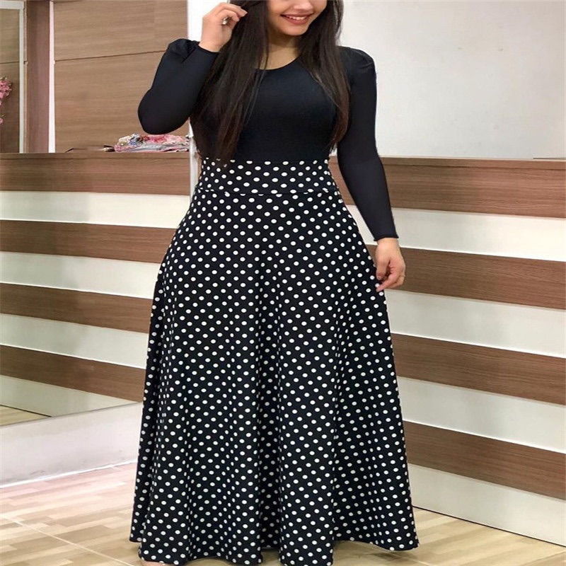Cross-border wish AliExpress popular version European and American style flower print color block short-sleeved plus size dress women black xxxxxl
