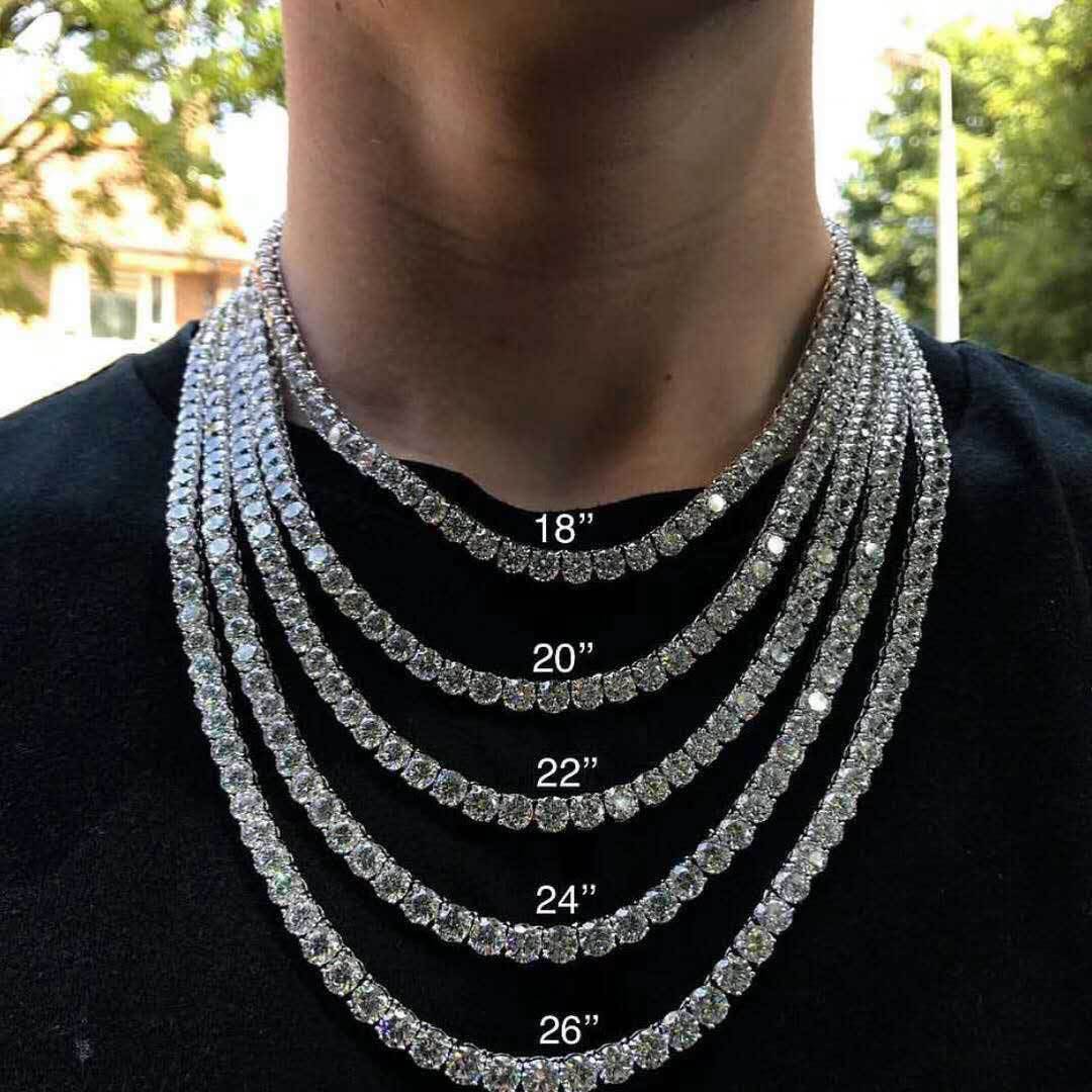 Unisex,Cross-border hits, zircon tennis necklace jewelry, women's hip-hop, men's hot accessories, niche necklaces Golden,3mm 16inch