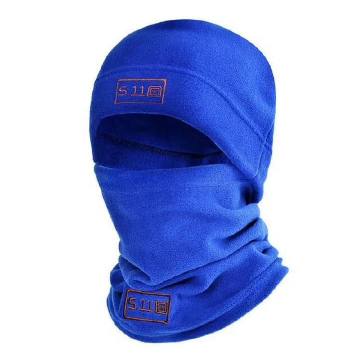 Balaclavas Winter Polar Coral Velvet Balaclava Men'S Face Mask Thermal Hat Thermal Head Tactical Military Sports Scarf Ski Hat Blue 50-60cm