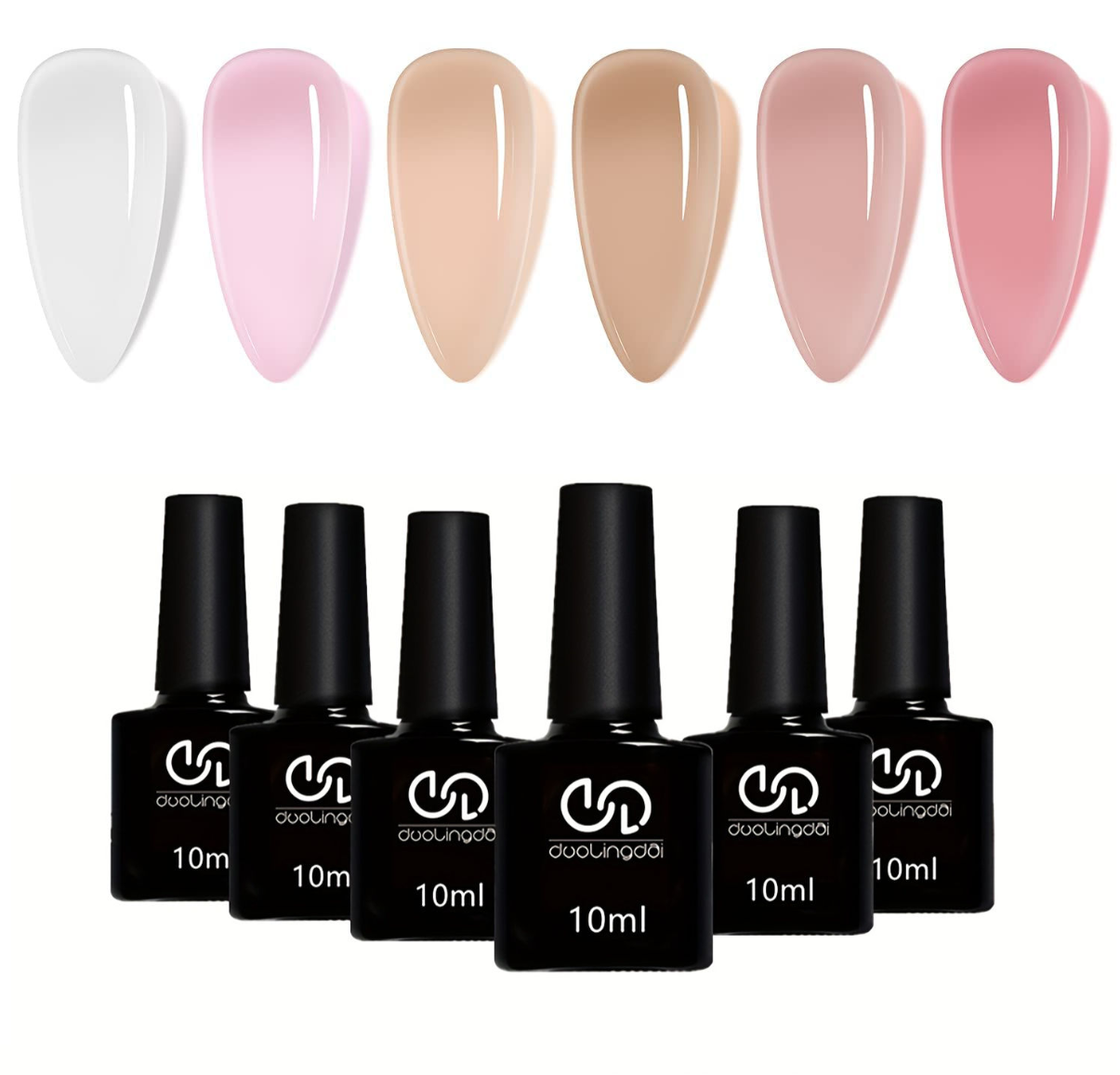 Jelly Nude Pink Gel Nail Polish Set, 6 Transparent Sheer Colors Soak Off UV Light Cure Gel Polish Kit for Salon and Nail Art DIY at Home Pink Tea 6 colors polish kit