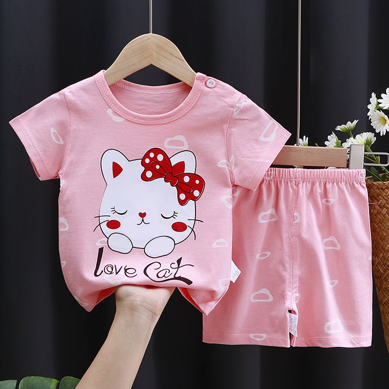 Baby Boys Summer Clothing Sets Children Cotton T-shirt+pants 0-3Year Toddler Kid Sport Outfits Kids Girl Cute Homewear Style1 80cm
