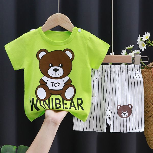 Baby Boys Summer Clothing Sets Children Cotton T-shirt+pants 0-3Year Toddler Kid Sport Outfits Kids Girl Cute Homewear Style1 80cm