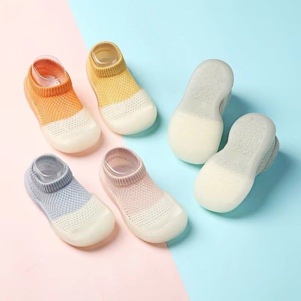 Newborn Baby Boy Shoes Embroidery Pattern Nonslip Floor Socks Kids Girls Soft Rubber Sole Crib Toddler Booties Child Sneakers Orange 18