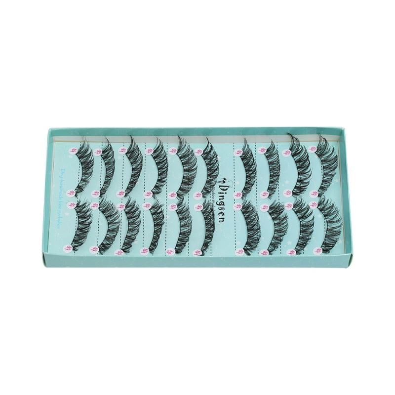 10 Pairs Natural Soft Imported Silk Protein Cross Long Messy Eye Lash Extension Cosmetic Tool False Eyelashes