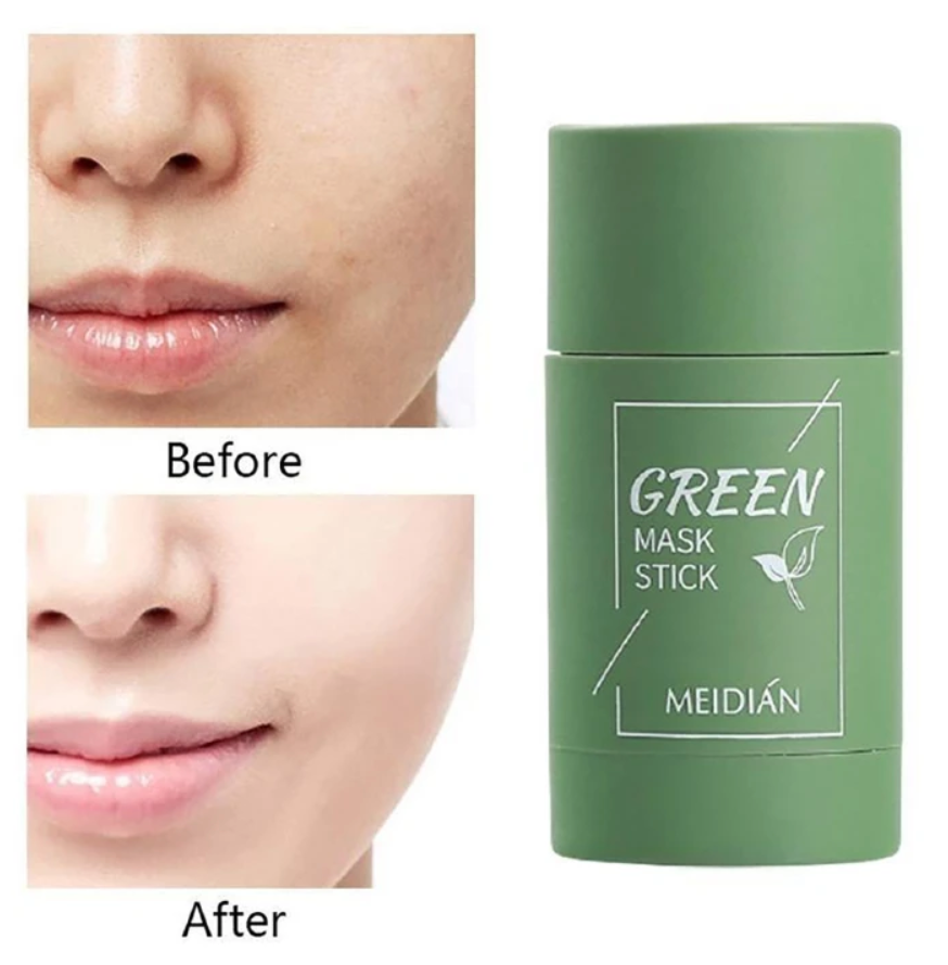 Green Tea Mask Cleansing Stick Clean Face Blackhead Remover Deep Pore Cleansing Facial Mask Skin Moisturizing Hydrating Whitening Care Face Makeup for All Skin Types Green 1pcs