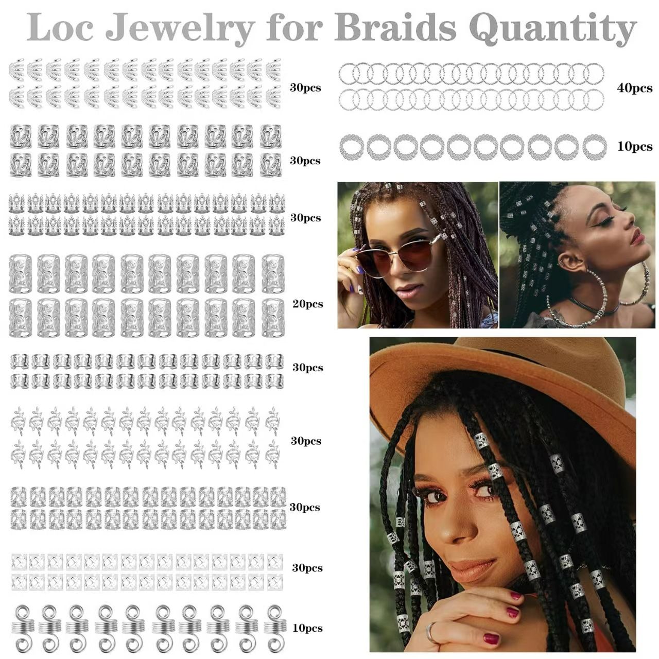 290pcs DIY Hair Extension Accessories Electroplated Hollow-Out Set | Dreads, Wig, Personalized Styling Hair Clips & Rings Golden 7.2*5.1*1 inches