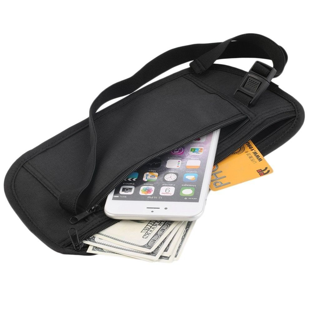 Cloth Waist Bags Travel Pouch Hidden Wallet Passport Money Waist Belt Bag Slim