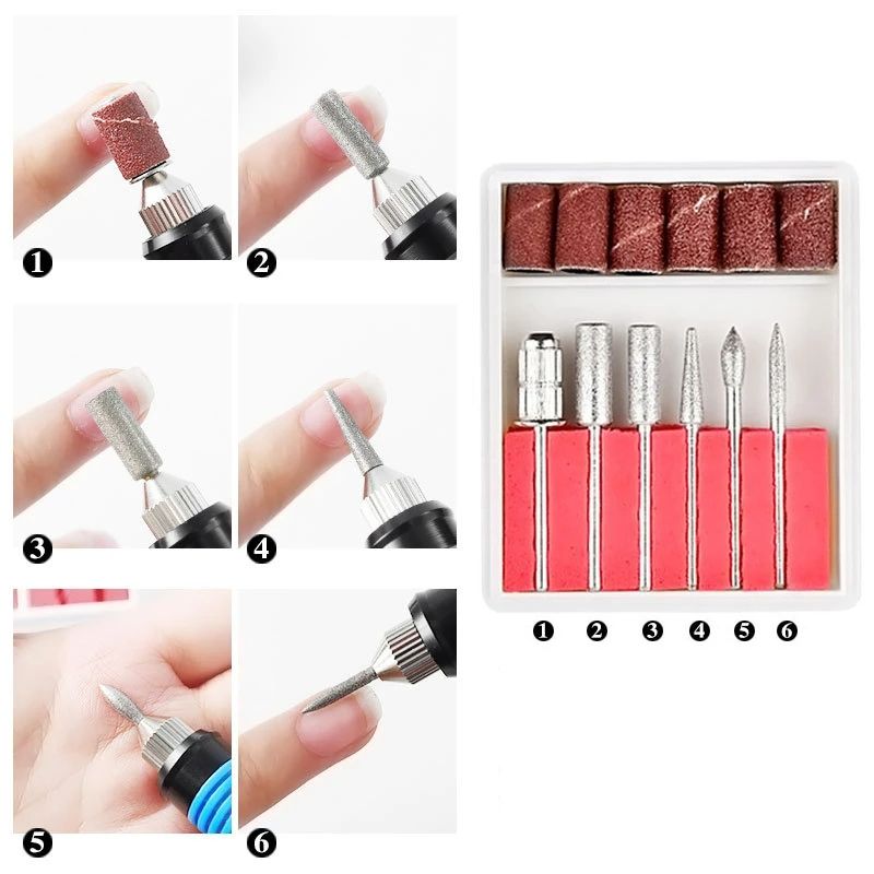 1 Set Mini Electric Nail Drill Machine Kit Manicure Machine Nail Art Pen Pedicure Nail File Art Tools Mill Cutter with Nail Bits White One size