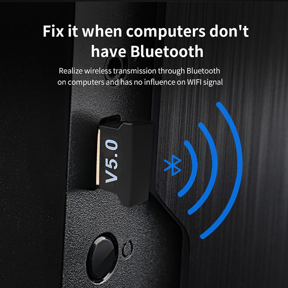 USB Bluetooth 5.0 Adapter Bluetooth Receiver Transmitter Wireless Audio Bluetooth Dongle for Computer PC Laptop Phone Tablet Printer Headphone Speaker Wireless Mouse Keyboard Music Black one size