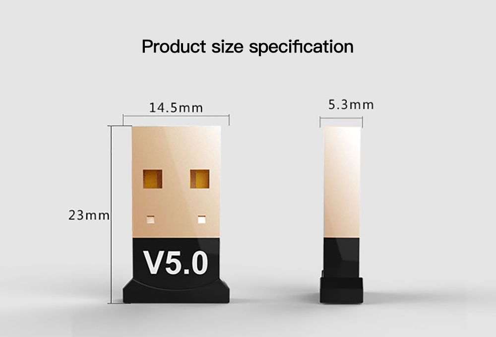 USB Bluetooth 5.0 Adapter Bluetooth Receiver Transmitter Wireless Audio Bluetooth Dongle for Computer PC Laptop Phone Tablet Printer Headphone Speaker Wireless Mouse Keyboard Music Black one size