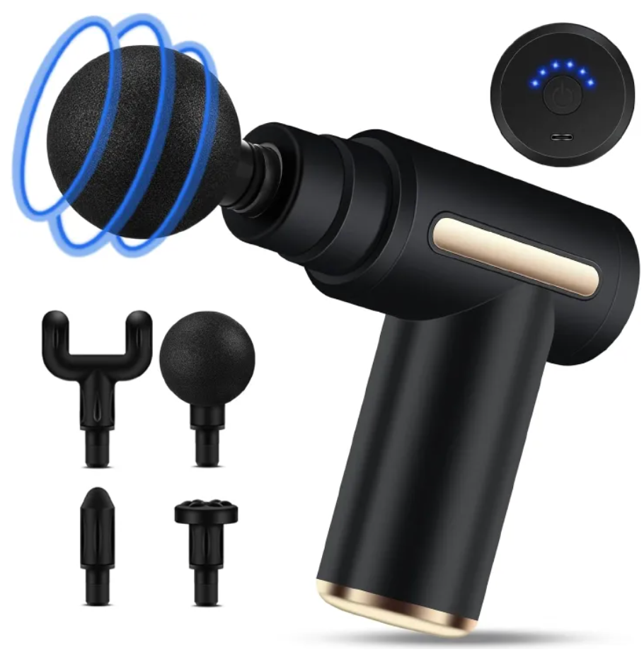 Mini Massage Gun, Percussion Deep Tissues Muscle Massager Gun with 6 Speeds, Type-C Charging, 35DB Ultra Quiet, Portable Electric Handheld Body Massager for Back Neck Pain Relief Black One set [分类版本3]
