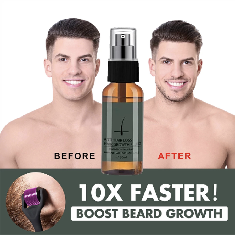 30ml Men Beard Growth Roller Set Beard Growth Kit Men's Beard Growth Essence Nourishing Enhancer Beard Oil Spray Beard Care Set 30ML
