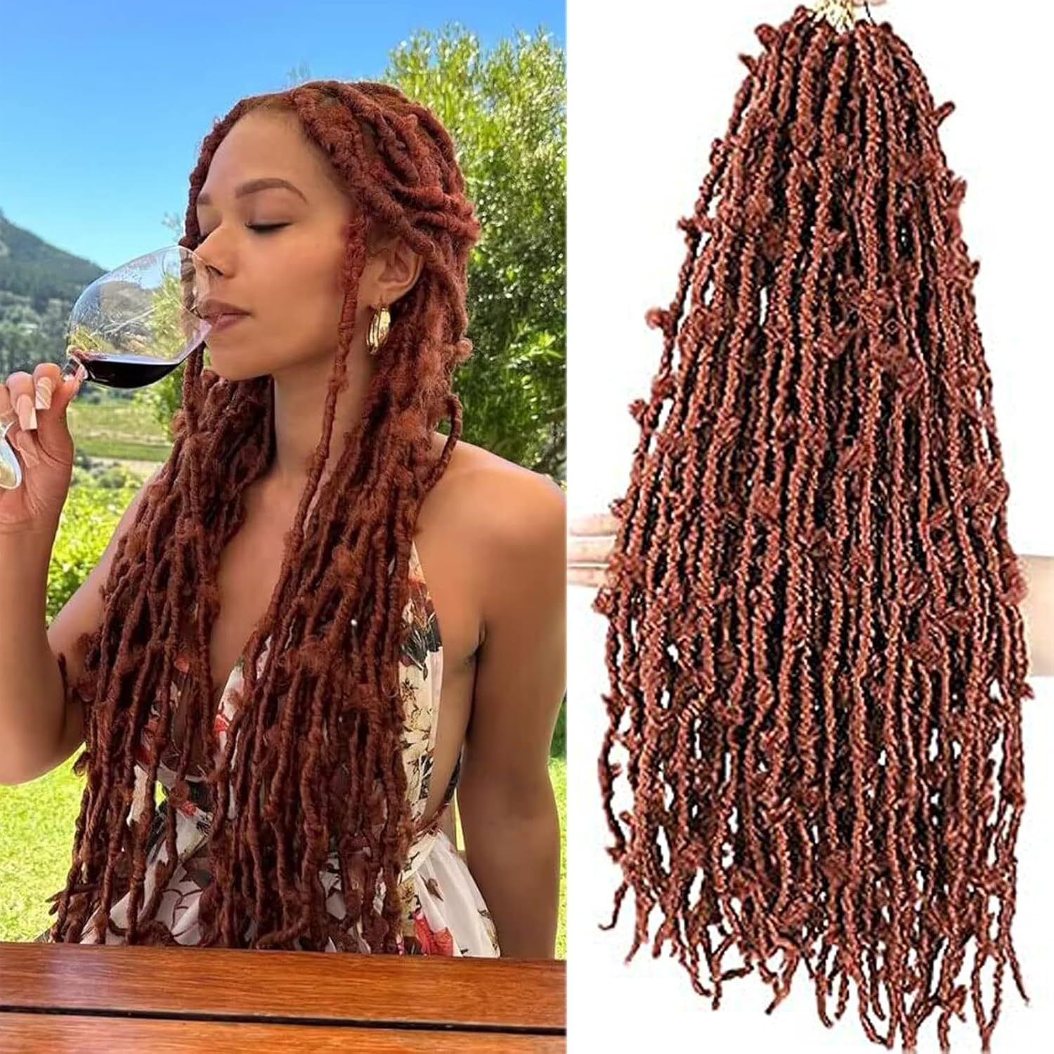 Long Curly Hair Butterfly Locs Crochet Hair Goddess Dirty Braids Synthetic hair Wig 1 B 12 inch