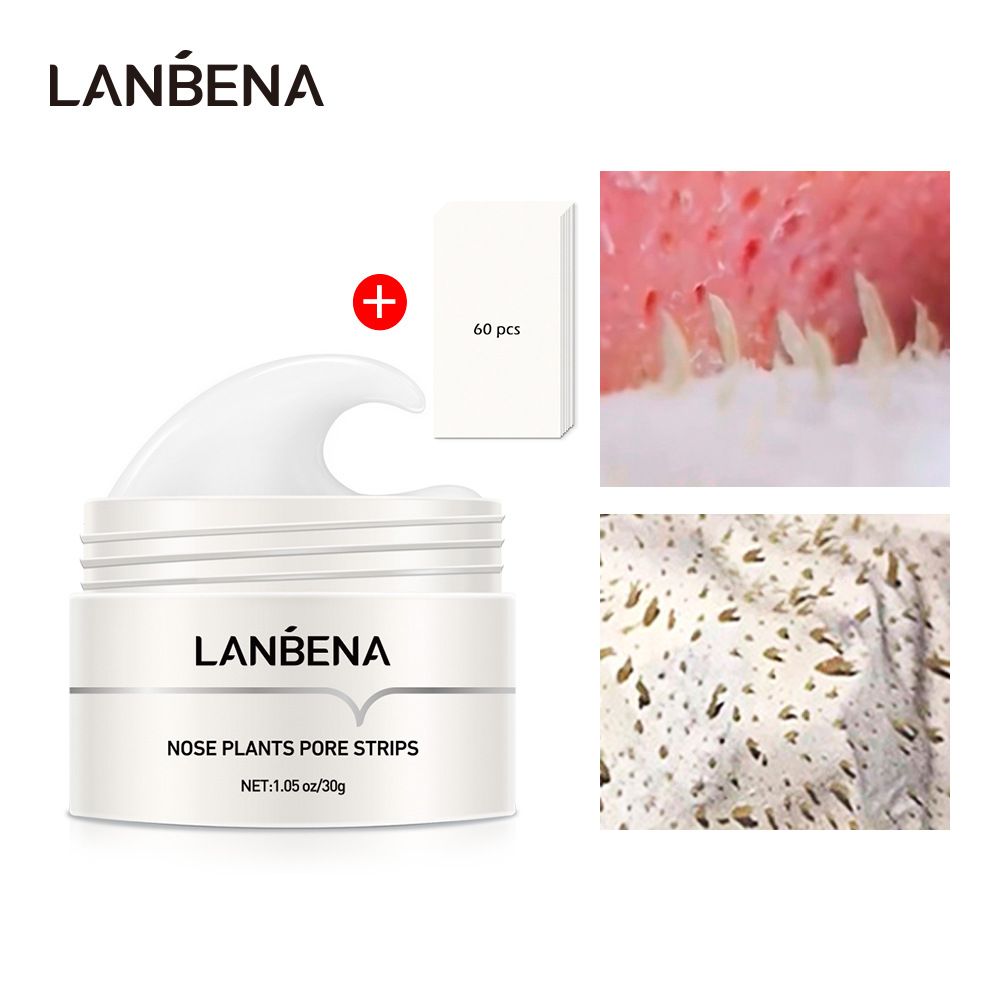 LANBENA Blue Beina Black Nose Mask with 60 sheets of paper to absorb black head and tear off acne White One size