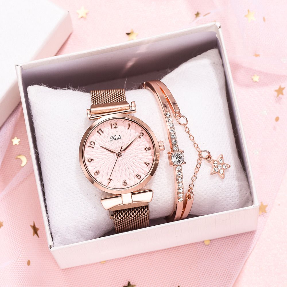Luxury Women Quartz Watches Bracelet Set For Ladies Lady Watch Wristwatches Female Watches Wrist Watch Fashion Iced Watches Valentine's Day Gift Silver Watch & Bracelet Set