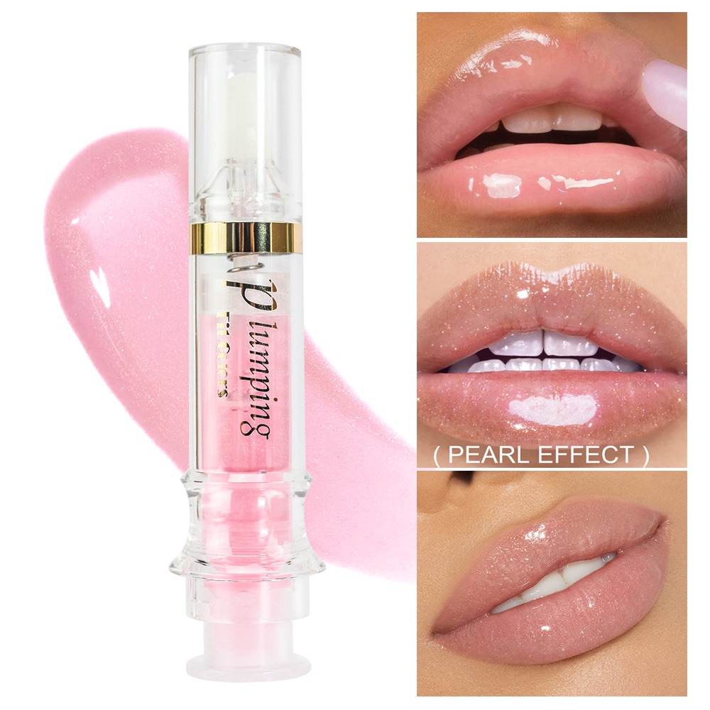 Plumping Mirror Finish Hydrating Lip Lacquer - Reduces Lip Lines with Pearl Shimmer Clear Formula Lip Glosses Lipstick 01# 5ml