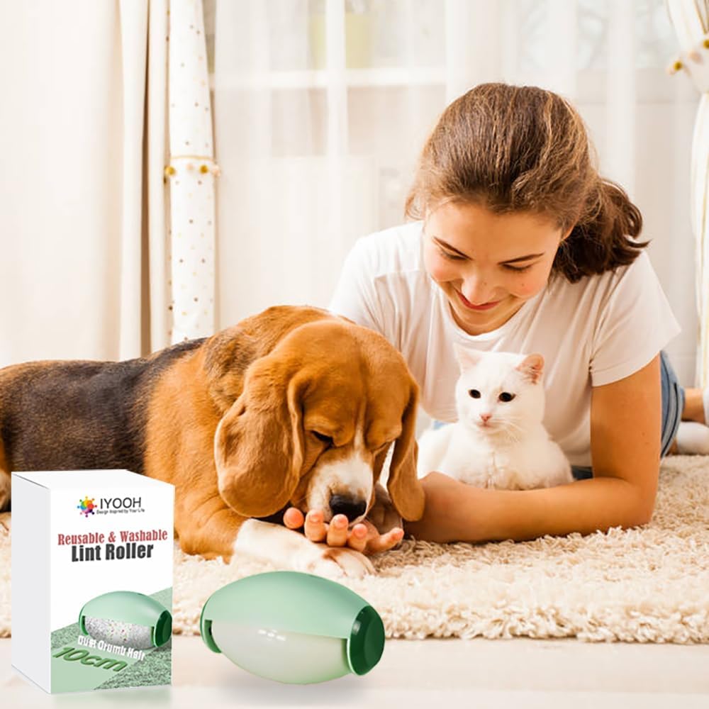 Reusable Lint Roller Ball, Mini Travel Size Lint Roller for Clothes, On The Go Small Portable Lint Ball Remover for Clothes and Pet Hair, Extra Sticky & Washable Gel green Pack of two