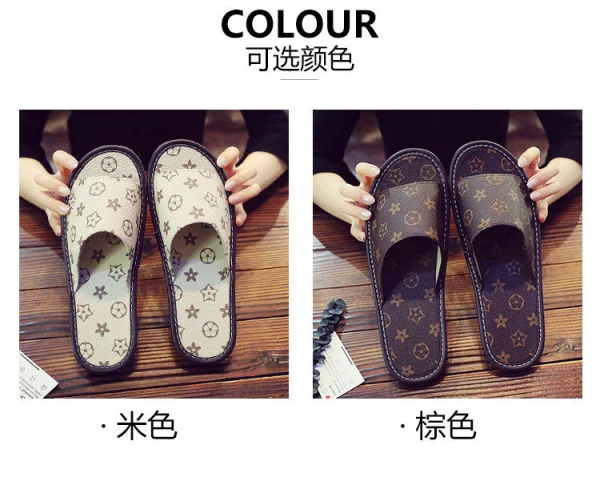 slippers high grade summer couple leather slippers bedroom household soft bottom sandals men's and women's summer shoes Brown
