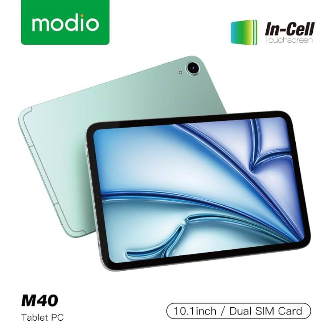 Modio M40, 10.1 Inch Real Incell Screen Display, 8GB RAM, 512GB Storage, 13MP Camera, 8000mAh Battery, Dual SIM, Keyboard, Mouse Pad, Leather Case, Android Tablet