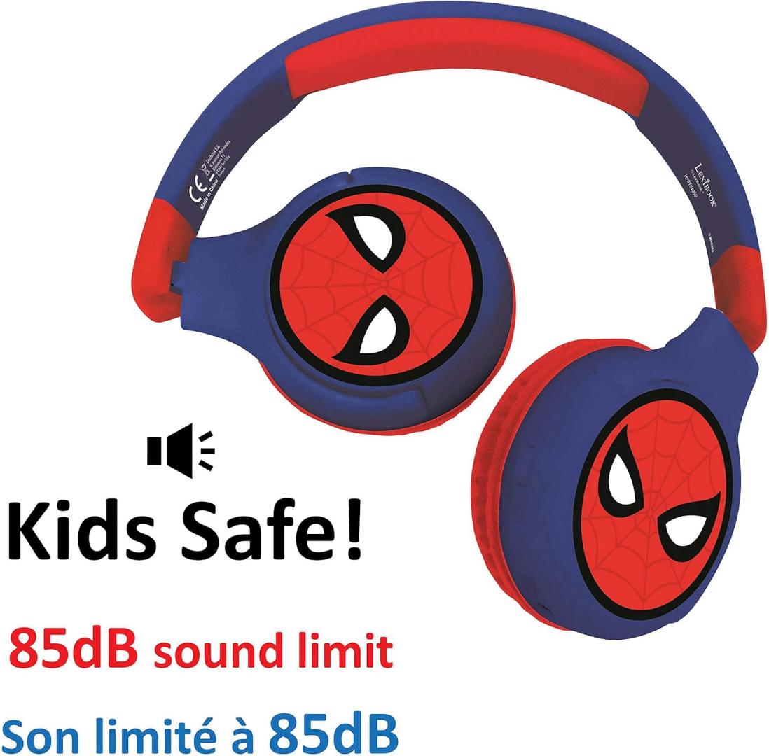 Boys Spider-Man Kids Headphones for School Travel, Safe Volume Limited, HD Mic Stereo Sound Over-Ear Girls Boys Headphones for Kid, FunShare Foldable 3.5mm Wireless Kids Headphone