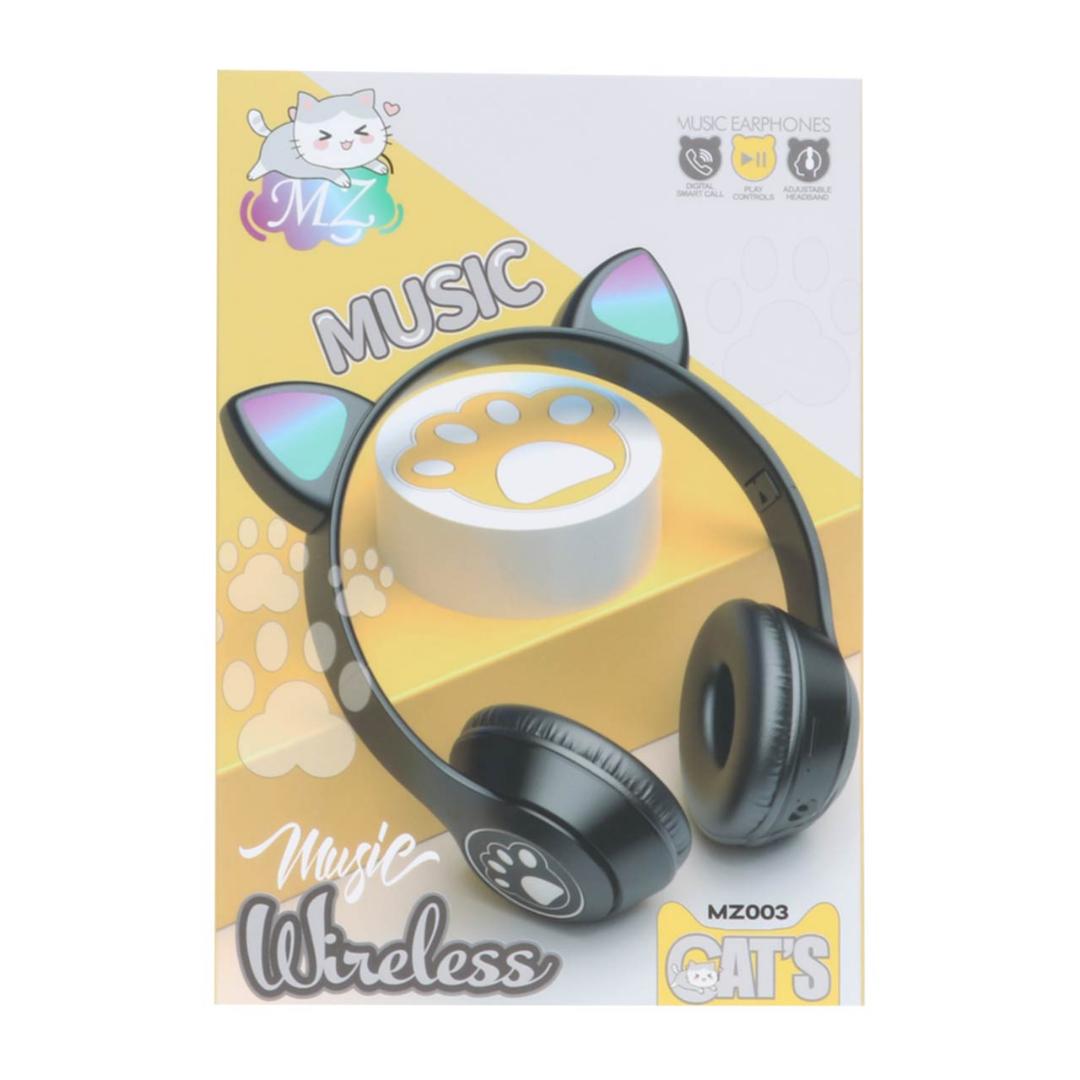 Cat Ears colourful Kids Headphones, Bluetooth Wireless Headphones for Kids Teens Adults, Over-Ear Bluetooth Headphones with Microphone, Cat Ear Headphones for Girls Women (Black)