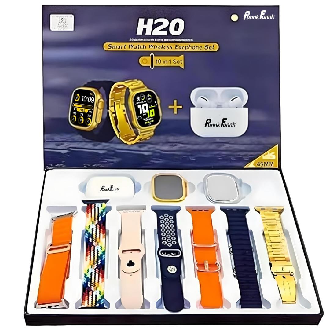 H2O Ultra Smart watch + Earpods set Men Women Smart Watch H30 H20 H12 Touch Smartwatches Waterproof Sports Men Wrist Watch Bluetooth Original Heart Rate Smart Bracelet Smart Band Unisex Watch