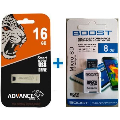 HIGH SPEED Advance Flash Disk 16GB -silver + Memory Card 8GB.