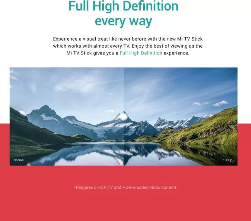 XIAOMI Mi Tv Stick, Android TV Stick 1GB RAM, 8 GB ROM. - Portable Streaming Media Player HD Playback 1080P. Portable Streaming Media Player HD Playback 1080P HDR Netflix Quad Core 64 Bit Android TV