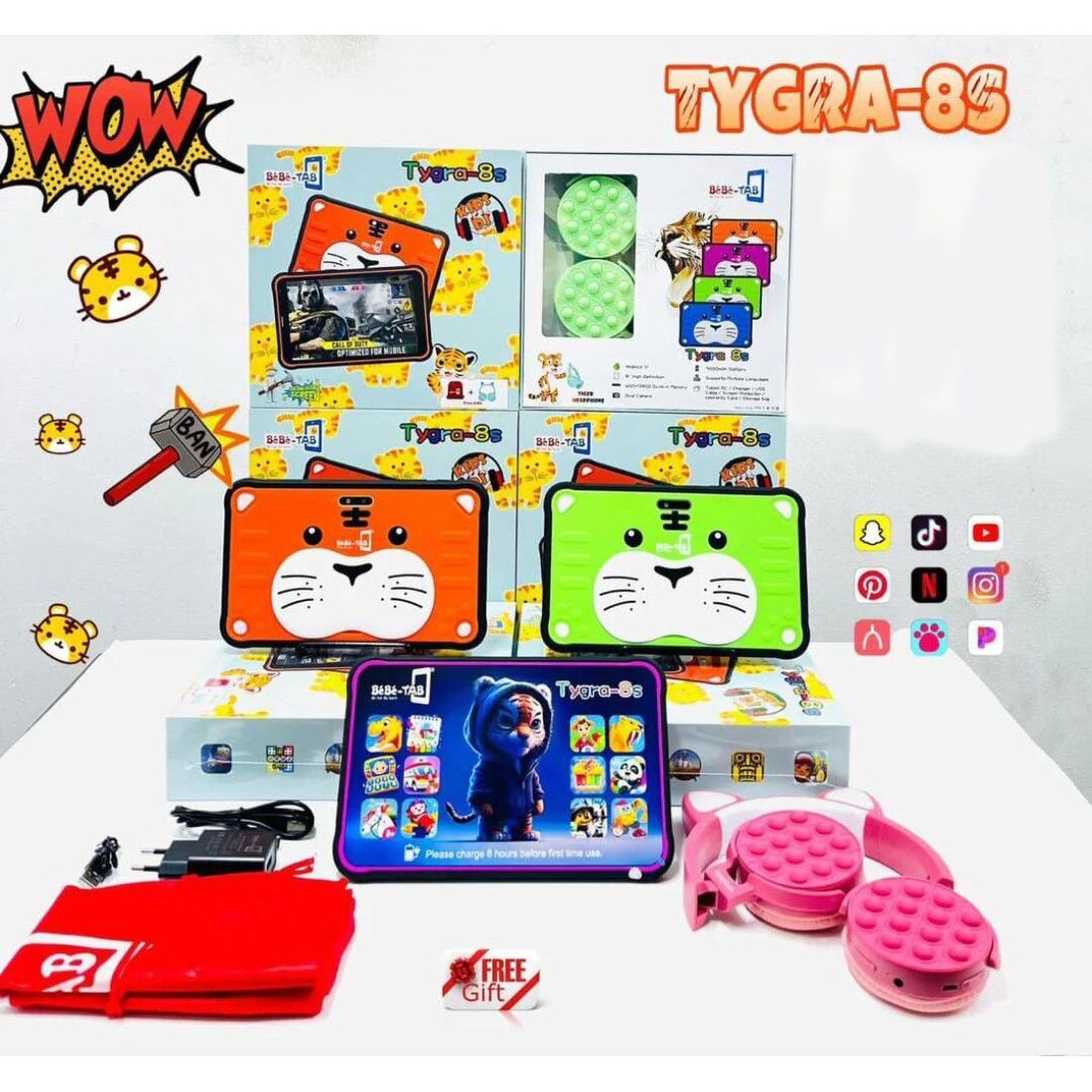 Bebe KIDS STUDY TABLET 128GB/4GB 8INCH 5000MAH FREE  HEADPHONE/WITH SIMCARD SLOT