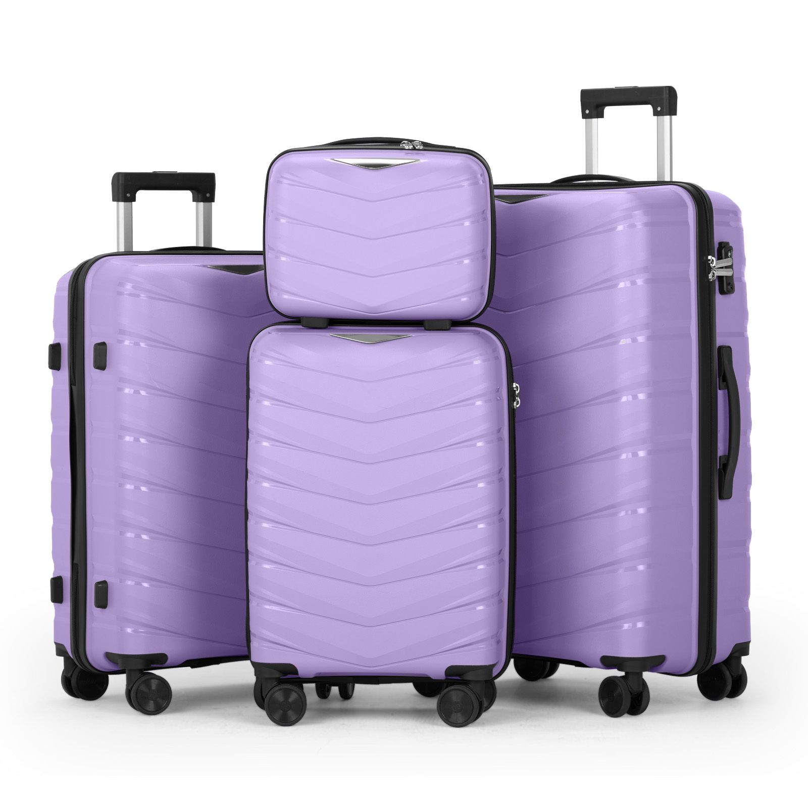 4 in 1 Luxurious Unbreakable Travel Suitcase Size 3 ▪Zipper closure frame. ▪360 Easy-glide spinner wheels. ▪Telescopic handle system. Luggage Bags