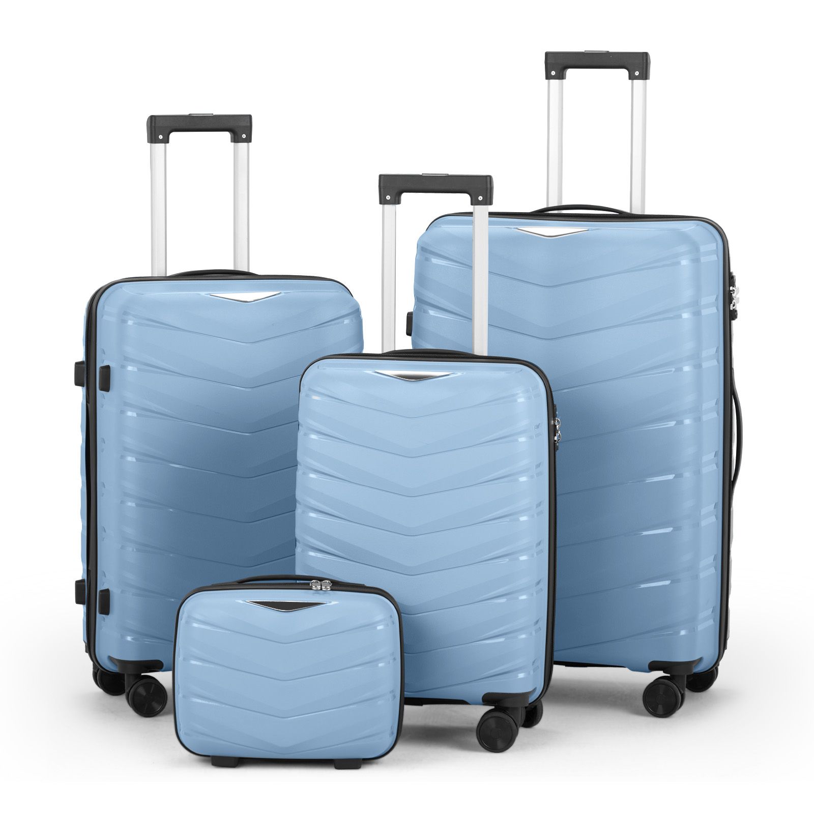 4 in 1 Luxurious Unbreakable Travel Suitcase Size 3 ▪Zipper closure frame. ▪360 Easy-glide spinner wheels. ▪Telescopic handle system. Luggage Bags