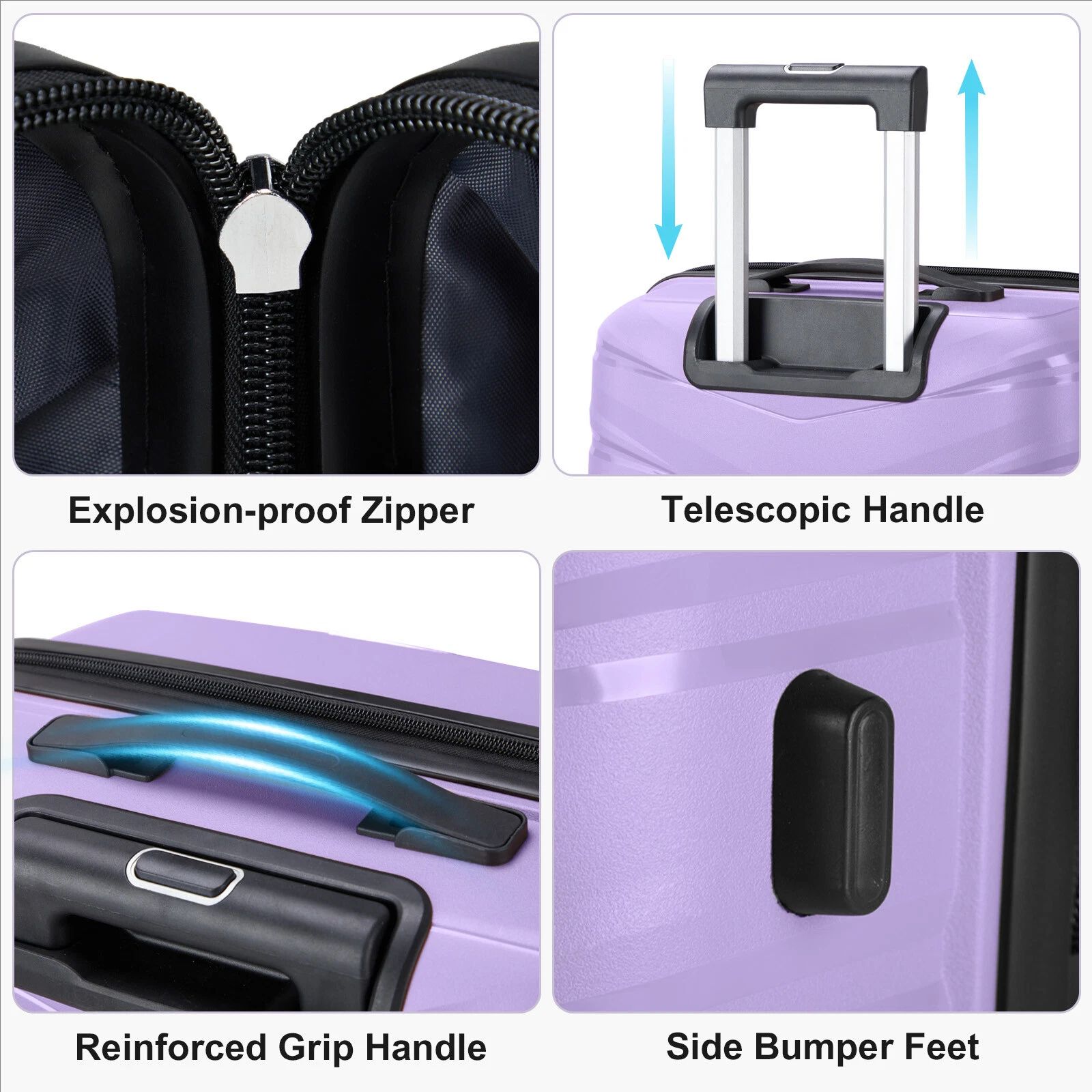 4 in 1 Luxurious Unbreakable Travel Suitcase Size 3 ▪Zipper closure frame. ▪360 Easy-glide spinner wheels. ▪Telescopic handle system. Luggage Bags
