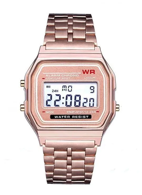 Rose Gold Casio Vintage Design Watch | Digital Watch | LED Light | 1/100 SEC Stopwatch | Regular Time Keeping (HR, Min, SEC, PM, Date, Day) | Daily Alarm | Lightweight | 7 Year Battery