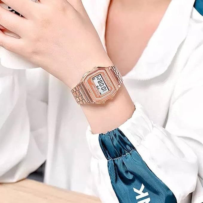 Rose Gold Casio Vintage Design Watch | Digital Watch | LED Light | 1/100 SEC Stopwatch | Regular Time Keeping (HR, Min, SEC, PM, Date, Day) | Daily Alarm | Lightweight | 7 Year Battery