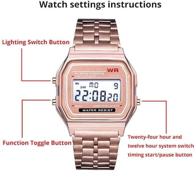 Rose Gold Casio Vintage Design Watch | Digital Watch | LED Light | 1/100 SEC Stopwatch | Regular Time Keeping (HR, Min, SEC, PM, Date, Day) | Daily Alarm | Lightweight | 7 Year Battery