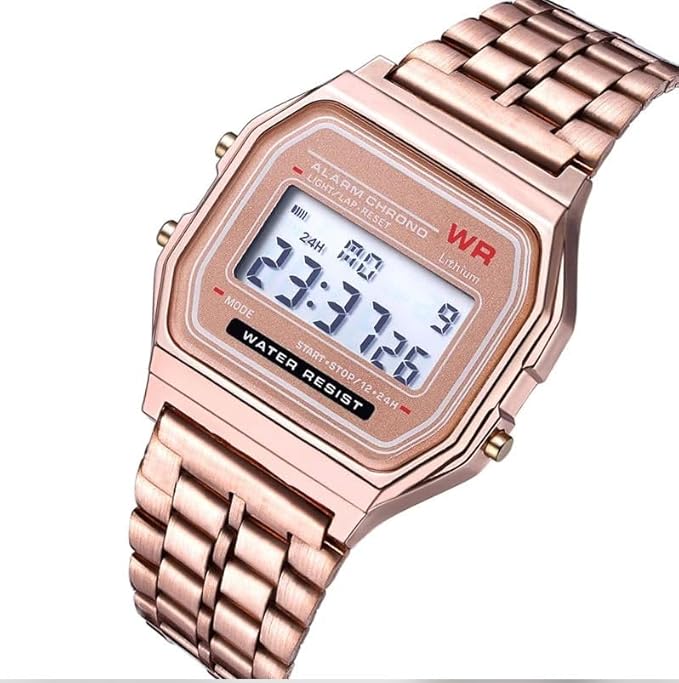 Rose Gold Casio Vintage Design Watch | Digital Watch | LED Light | 1/100 SEC Stopwatch | Regular Time Keeping (HR, Min, SEC, PM, Date, Day) | Daily Alarm | Lightweight | 7 Year Battery