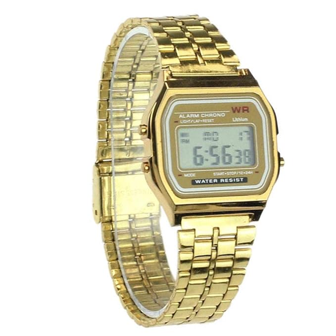 Gold Casio Vintage Design Watch | Digital Watch | LED Light | 1/100 SEC Stopwatch | Regular Time Keeping (HR, Min, SEC, PM, Date, Day) | Daily Alarm | Lightweight | 7 Year Battery