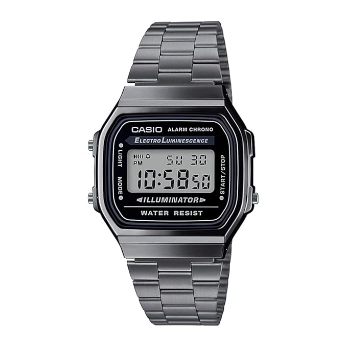 Casio Vintage A168WGG-1ADF Black Digital Dial Black | Digital Watch | LED Light | 1/100 SEC Stopwatch | Regular Time Keeping (HR, Min, SEC, PM, Date, Day) | Daily Alarm | Lightweight | 7 Year Battery