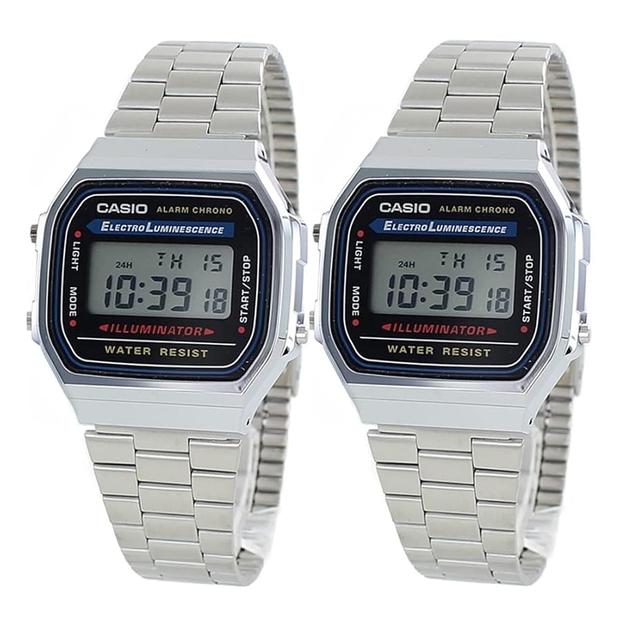 2 Casio Watches | Digital Watch | LED Light | 1/100 SEC Stopwatch | Regular Time Keeping (HR, Min, SEC, PM, Date, Day) | Daily Alarm | Lightweight | 7 Year Battery