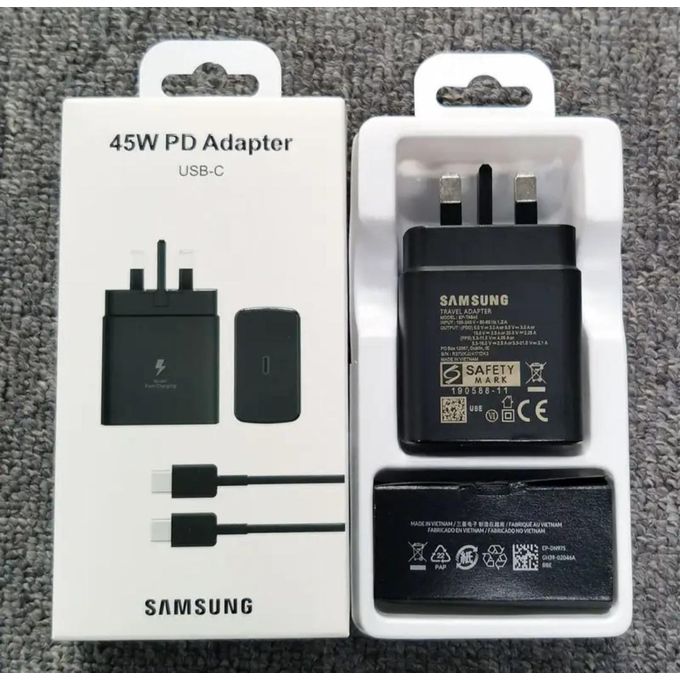 Samsung 45 Watts Super Fast TYPE C To C Charger For Galaxy S20,S20 Plus, S20 Ultra,S21, S21 Plus, S21 Ultra, S22, S22 Plus, S22 Ultra, S23,S23 Plus, S23 Ultra, S24, S24 Plus, S24 Ultra, S25 Ultra,
