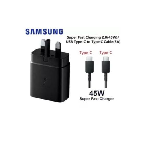 Samsung 45 Watts Super Fast TYPE C To C Charger For Galaxy S20,S20 Plus, S20 Ultra,S21, S21 Plus, S21 Ultra, S22, S22 Plus, S22 Ultra, S23,S23 Plus, S23 Ultra, S24, S24 Plus, S24 Ultra, S25 Ultra,