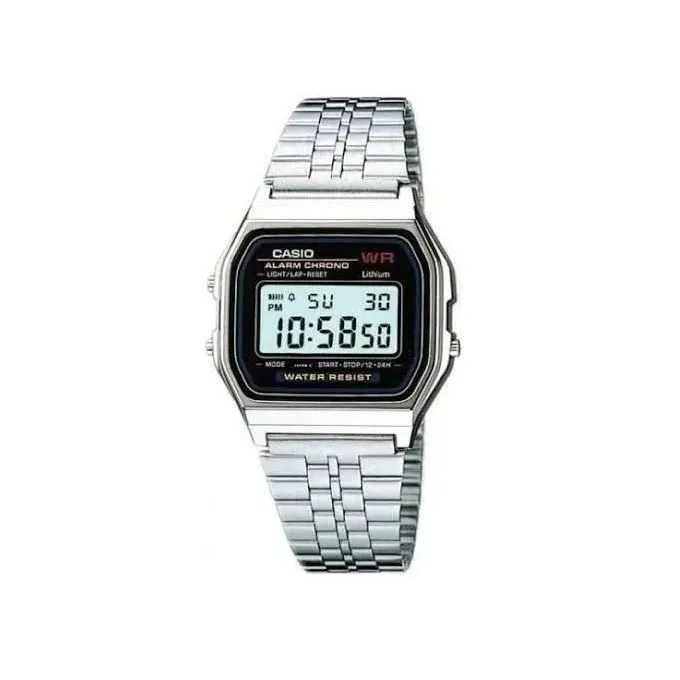 Silver Casio Vintage Design Watch | Digital Watch | LED Light | 1/100 SEC Stopwatch | Regular Time Keeping (HR, Min, SEC, PM, Date, Day) | Daily Alarm | Lightweight | 7 Year Battery