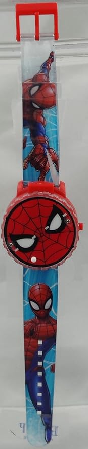 Avengers Spinner Kid's Watch with Light-Up Feature – Fun & Interactive Toy watch.Captain America Kids Digital Watch with Spinner & LED Lights | Cartoon Strap & Revolving Cap | Boys & Girls | Random Co