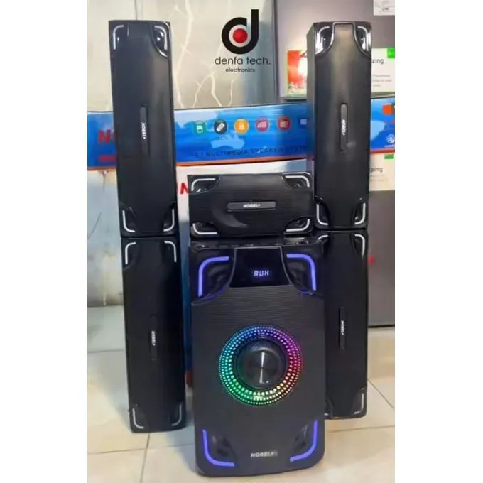 🎁 Nobel+ NB-2080 5.1 Channel Bluetooth Multimedia Home Theatre System 🔊 | 55000W PMPO 🎶 | Powerful Bass 🎵 | RGB LED Lights ✨ | Remote Control 🕹️ | FM Radio 📻 | USB & SD Support ✅