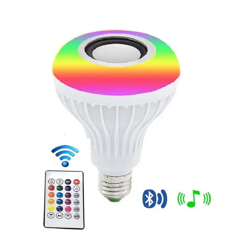 RGB Bluetooth LED Bulb with Remote Control – 2-in-1 Smart Music Speaker Light for Home Lighting & Ambience.